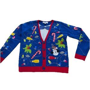 Jolly Sweaters LOUD Christmas Holiday Ugly Sweater BowTie pullover Large New